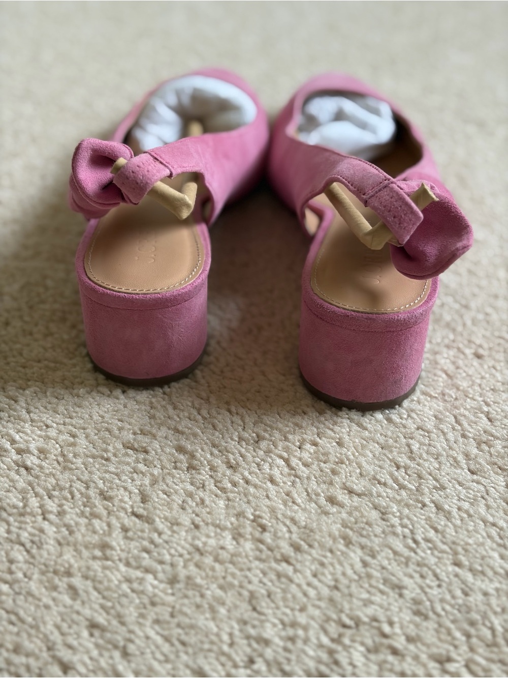 J. Crew Women’s Pink Suede Slingback Heels with Bow - Picture 4 of 8